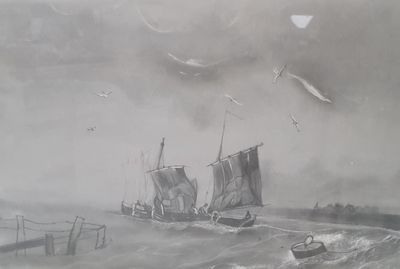 ILLISIBLE (XIXème) Barques et pêcheurs