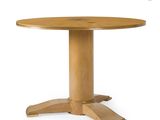 an image of a round table with a wooden base and four legs