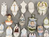 a lot of religious figurines that are on display