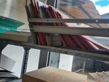 many boxes on the shelves in the room