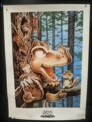 une image représentant un tableau où l'on voit un ours et un écureuil dans un arbre