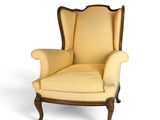 une image représentant une chaise dont le dossier est recouvert d'un tissu jaune
