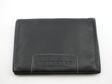 un portefeuille en cuir noir avec des coutures blanches sur le devant
