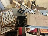 a box full of assorted items on a table