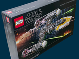 a box of lego star wars sets on a blue background