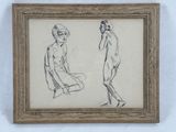 deux dessins représentant un homme et une femme assis par terre