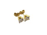 a close up of a pair of diamond earrings on a white background