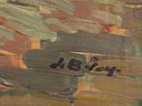 an image of a painting of a bird flying over a field