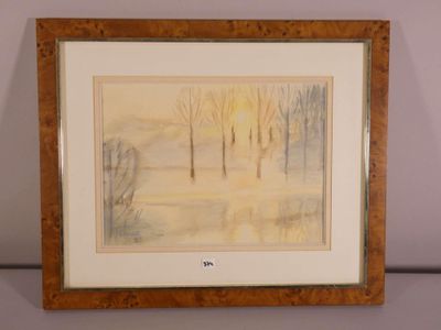 une image d'une photo d'un tableau représentant des arbres sous la neige