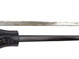 a knife that is laying on top of a pair of tonges