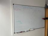 a white board on the wall in a room