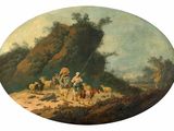 an image of a painting of a group of people riding on horses