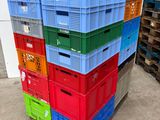 several crates stacked on top of each other in a warehouse