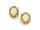 a pair of oplite and diamond earrings