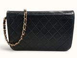 chanel black quilted leather clutch bag with gold chain