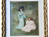 une image représentant un tableau où l'on voit deux femmes assises dans l'herbe