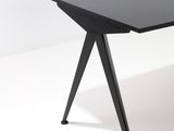 a black table with a black top on a white background