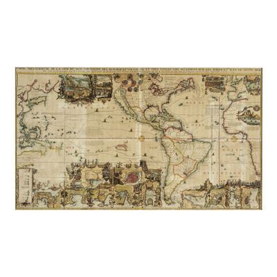 une vieille carte des Amériques représentant les pays des Amériques et les Amériques