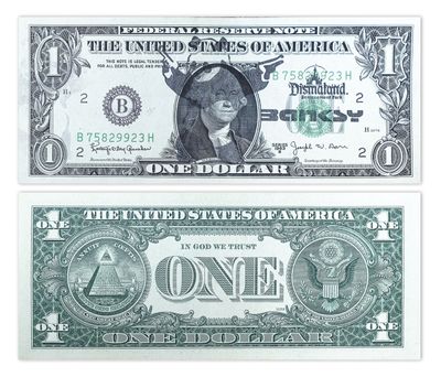 a one dollar bill on the left and a one dollar on the right