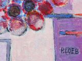 a painting of flowers in a vase on a table