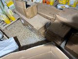 many boxes of food sitting on the floor next to each other