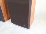 two speakers sitting next to each other on the floor