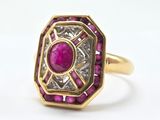 an antique ruby and diamond ring in yellow gold