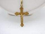 gold plated crucif cross pendant on a gold plated chain