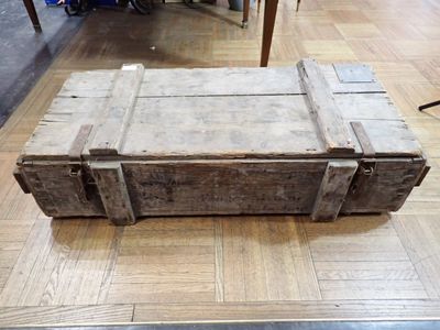 an old trunk sitting on the floor in a room