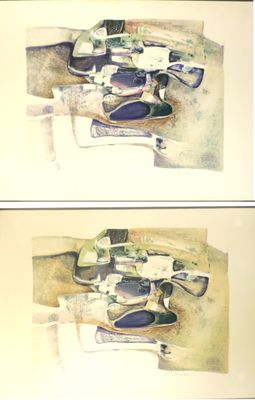 P. MENOUX (XXème siècle). Composition abstraite.