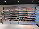 many shelves of cosmetics products in the store for sale
