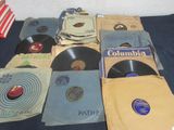 a lot of old records on the table together