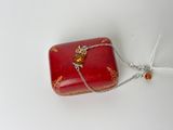 une petite boîte rouge entourée d'une chaîne
