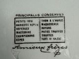 a close up of a white plate with black writing on it