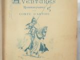 an old book with a picture of a man riding a horse