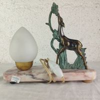 Lampe art déco à décor de biche sur socle marbre (photo 3)