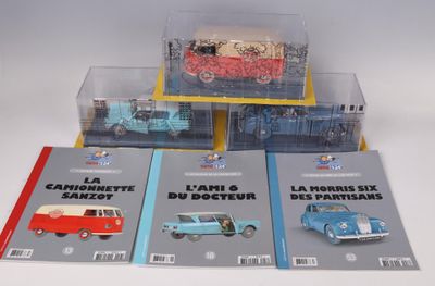 three books on the table with a car and a van in them