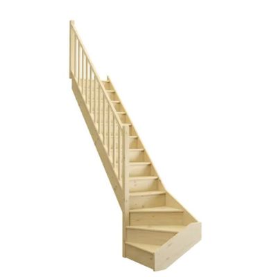 Escalier 1/4 tournant bas gauche sapin Deva 2 13 marches ram…