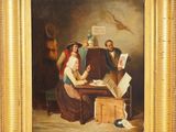 une image représentant un tableau où l'on voit une femme assise au piano