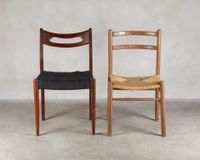 Deux chaises d'appoint, dont l'une en tech de style scandina…