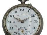 a close up of a pocket watch on a white background