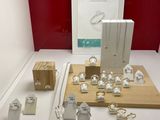 a display of jewelry on display in a glass case