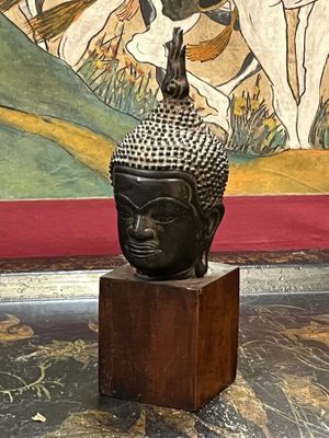 Tête de bouddha en bronze Asie Diamètre : sud - est