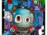 a picture of a painting of a blue monster