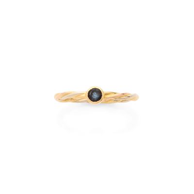 une bague en or sertie d'un diamant noir
