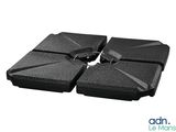 a close up of a pair of black pads on a white background