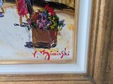 a picture of a painting of a couple walking down the street