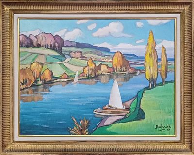 Gaston BALANDE (1880-1971) "Voiliers sur une rivière ou bord…