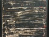 an image of a painting of a black and white paint on a wooden surface