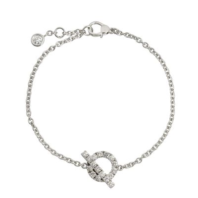 a diamond bracelet with a horseshoe charm on a chain